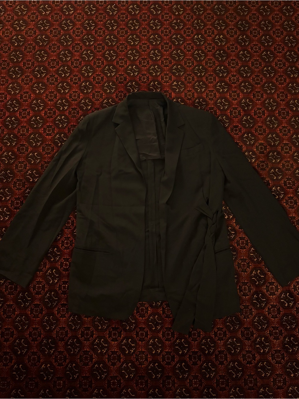 Yohji Yamamoto Black Tie-Waist Blazer Jacket